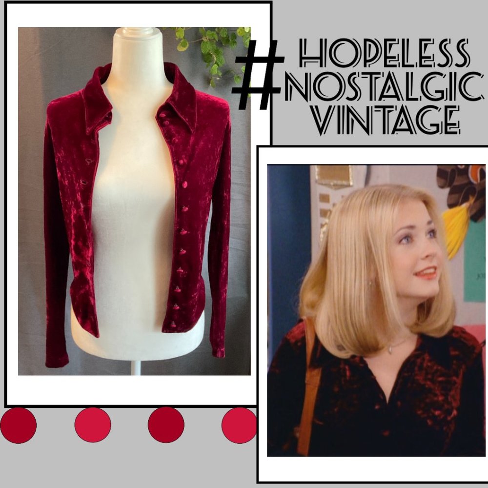 Burgundy Velvet Betsey Johnson Button Down ASO Sabrina The Teenage Witch